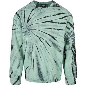 Urban Classics Boxy Tye Dye Ls T-shirt voor heren, zwart/ghostgreen, M