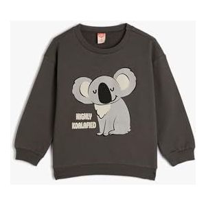 Koton Boys's Koala bedrukte lange mouwen ronde hals zachte binnenkant katoenen sweatshirt, antraciet (939), 4-5 jaar