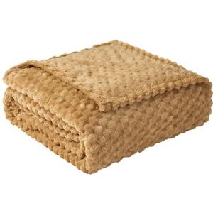 Good Nite Knuffeldeken, pluizige deken, 130 x 150 cm, sprei, zachte microvezel, bankdeken, woondeken, warme fleecedeken voor bank en bed, slaapkamer, kantoor, beige