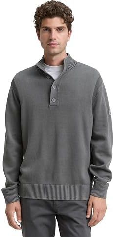 TOM TAILOR - Trui - Donkergrijs - Effen - Lange Mouw