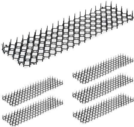 Relaxdays anti katten strip, set van 6, marter- en kattenafweer, elk 49 x 14 cm, vijvers, moestuin, kunststof, zwart