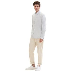 TOM TAILOR Denim Slim fit herenhemd met patroon, 36421 - Wit Navy Gestreept Ontwerp, M