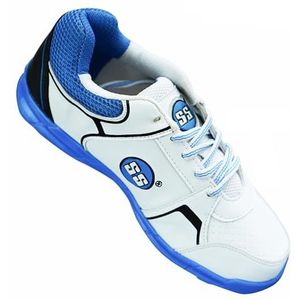 SS Josh Professional Cricket Shoes | White & Blue | Size: EU 45, UK 11, US 12 | Material: PU, Faux Leather | For Boys and Men | Optimal Traction | Durable Build and Comfortable | Slip Resistant