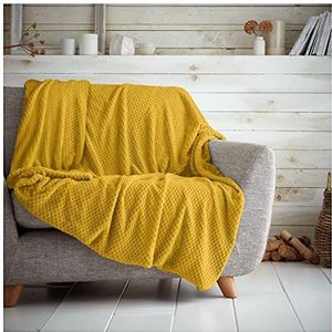 GC GAVENO CAVAILIA Luxe popcorn honingkam slaapbank deken, gemakkelijk te onderhouden super zachte en warme pluizige bank wafelgooi, oker, 200x240,651468