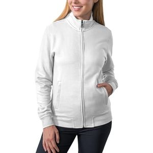 HRM Dames Premium Sweaterjas met Rits, Wit , Maat M I Fair Trade Dames Trui Jas, 360 g/m² I Gemaakt van 70% Katoen & 30% Gerecycled Polyester