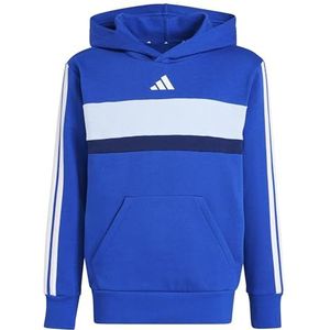 adidas Uniseks-Kind SEASONAL ESSENTIALS TIBERIO 3 STRIPES FLEECE HOODIE, team royal blue/white/glow blue, 11-12 Years