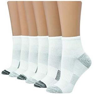 Hanes Women's Lightweight Breathable Ankle Socks 6 Pair Pack, White Basic, Shoe Size: 8-12