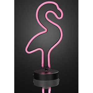 Hellum Led-flamingo, neon, roze, tafellamp, nachtlampje, meisjesgeschenk, kinderen, feestdecoratie, bruiloft, festival, evenementen, woning, slaapkamer, woonkamer, werkt op batterijen.
