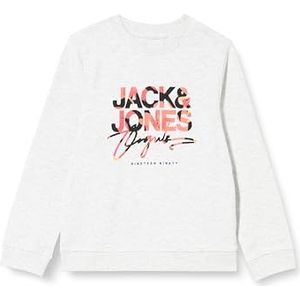 JACK&JONES JUNIOR Joraruba AOP Branding Sweat Crew N MNI, helder wit/pasvorm: los, 110 cm