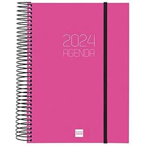 Finocam - Agenda 2024, spiraalbinding, 1 dag, pagina januari 2024 - december 2024 (12 maanden), roze Catalaans