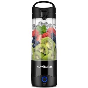 nutribullet Draagbare 60W blender in zwart - Krachtig afzuigblad, 590 ml beker, to-go-deksel, USB-C-oplaadkabel en gebruikershandleiding - Levert 15+ mengcycli - Gezonde shakes onderweg