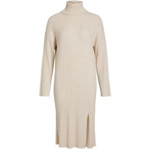 VIRIL L/S Rollneck Knit MIDI Dress, Super Light Natuurlijke Melan, M