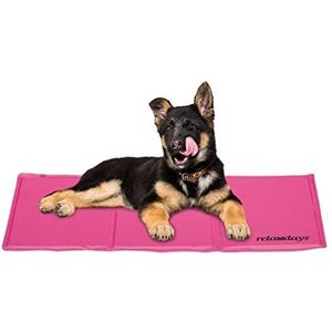 Relaxdays koelmat hond, 50 x 90 cm, gel, schoonmaken met vochtige doek, verkoelende mat voor huisdieren, roze