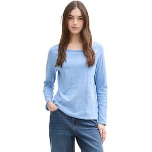 TOM TAILOR Denim T-shirt met lange mouwen voor dames, 12146 - Light Blue, XL