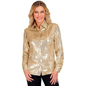 Widmann - Feestmode pailletten blouse voor dames, disco fever, slagermove, dameshemd