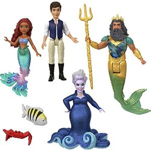 Disney De Kleine Zeemeermin, De Avonturen van Ariël, verhalenset met 4 kleine poppen en accessoires, speelgoed geïnspireerd op de Film, HLX19