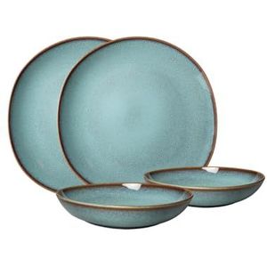 like. by Villeroy & Boch Lave serviesset van aardewerk, 4dlg., potterylook, tafelservies voor 2 personen, turquoise