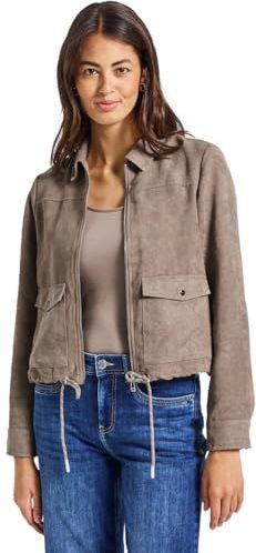 Street One Dames Corduroy jas met rits in Bruin, in size: 36