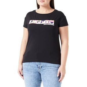 Love Moschino Dames Boxy fit Short-Sleeved T-shirt, zwart, 44, zwart, 44