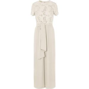 Apart bruiloftsoverall met kant in materiaalmix van kant en chiffon, Crème, 40