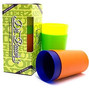 Dr. Bauer's Tandenborstelbeker, mondspoelbeker voor kinderen en volwassenen, verpakking met 4 bekers (4 verschillende kleuren)