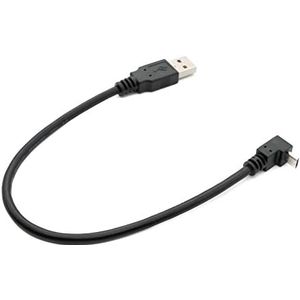 System-S USB 2.0 kabel 25 cm type A stekker naar Micro B stekker adapter hoek in zwart