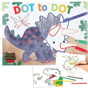 Depesche 12010 Dino World - Dot-to-dot kleurboek met 48 pagina's voor het maken van dinosaurusmotieven, kleurboek met afbeeldingen van stippellijnen om over te trekken Veelkleurig, Zwart