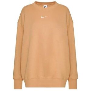 Nike DQ5733-225 W NSW PHNX FLC OS Crew shirt met lange mouwen dames barnsteen bruin/sail maat XS