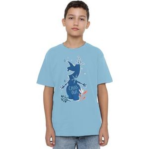 Frozen Chill Out Olaf Silhouette Unisex Kids T-shirt, lichtblauw, 5-6 jaar, Lichtblauw, 5-6 jaar
