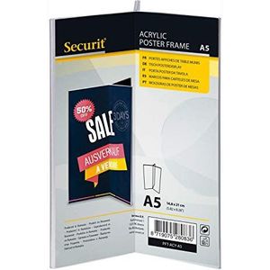 Securit Acryl tafel - standaard, transparante driezijdige kaarthouder DIN A5 in Y-vorm, ideaal voor presentatie van drank- of menukaarten