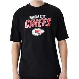 New Era Heren NFL Script Graphic Os Tee Kanchi Blksca Kansas City Chiefs T-shirt, Zwart, XS