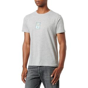 Bona Basics, Digitale print, basic T-shirt voor heren, 70% katoen, 30% polyester, grijs, casual, herenbovenstuk, maat: L, Grijs, L