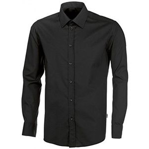 BP 1563 682 Heren hemd van gemengde stof met stretch zwart, maat 45-46