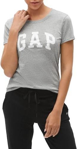 GAP - T-shirt - Grijs Gemêleerd/Wit - Ronde Hals - Normale Pasvorm
