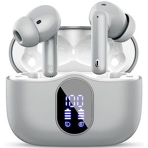 Btootos Bluetooth 5.3 hoofdtelefoon, draadloos, met 4 ENC-ruisonderdrukking, microfoon, bluetooth, hifi, stereogeluid, 36 uur speeltijd, IP7 waterdicht, led-display, touch-bediening