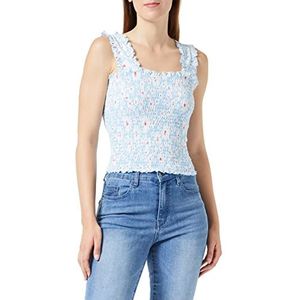 Bestseller A/S PCTAYLIN Smock Top, Airy Blue/Aop: witte bloemen, XS