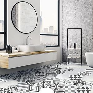 Ambiance Sticker Cementtegels voor vloer – Azulejos met laminaat van kunststof, antislip, zelfklevend, zeshoekige tegels, Armandina, waterbestendig, 10 stuks, 20 x 18 cm