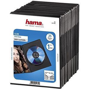 Hama DVD-hoes Slim (ook geschikt voor cd's en Blu-rays, extra smal, met folie voor het insteken van de cover) 25-pack, zwart