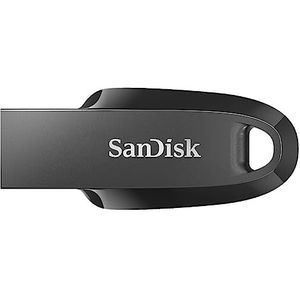 SanDisk Ultra Curve 3.2 Flashdrive 128 GB (RescuePRO Deluxe, Snelheden Tot 100 MB/s, Sleutelhangerring) Zwart