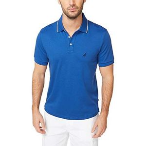 Nautica Heren klassieke pasvorm korte mouw effen zacht katoenen poloshirt, Monaco Blauw, XL