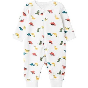 NAME IT Babyjongens Nbmnightsuit Zip Bright White Dino Noos slaapromper, wit (bright white), 98 cm