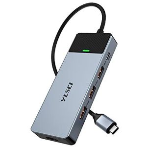 YLSCI USB C-hub, 5-in-1 USB C-adapter met 4K @60Hz HDMI-uitgang, 3 USB 3.1 met overdrachtsnelheden tot 10 Gbit/s, 100 W PD voor MacBook Air/MacBook Pro/Surface Pro en andere type C-apparaten
