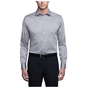 Van Heusen Herenoverhemd Regular Fit Flex Kraag Stretch Solid Smoking, Grijze Mist, 43 cm Hals 81 cm- 84 cm Ärmel