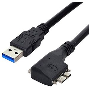 System-S USB 3.0 kabel 3 m type A stekker naar Micro B stekker hoek schroef in zwart