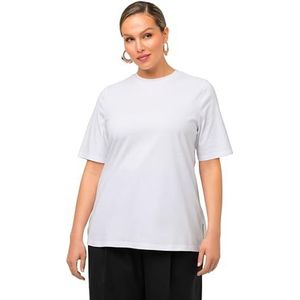 Ulla Popken Dames-T-shirt, klassiek, opstaande kraag, halflange mouwen, sneeuwwit, 54/56 Grote maten