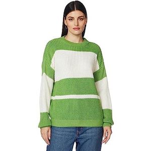 Trendyol Dames ronde hals Colorblock Regular Sweater Sweater Ecru, L, Ecru, L