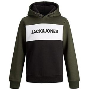 JACK & JONES Jjelogo Blocking Sweat Hood Jr Pullover voor jongens, Forest Night, 128 cm
