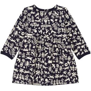 Petit Bateau Babymeisje A08RN jurk met lange mouwen, blauw smoking/wit Avalanche, 36 maanden, blauw smoking/wit Avalanche, 3 Jaren