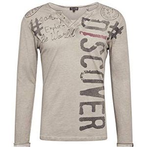 KEY LARGO Explore Button T-shirt voor heren, zilver, XL