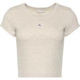 Calvin Klein Jeans - T-shirt - Grijs - Woven Label 2X2 Rib Baby TEE LV047C200G